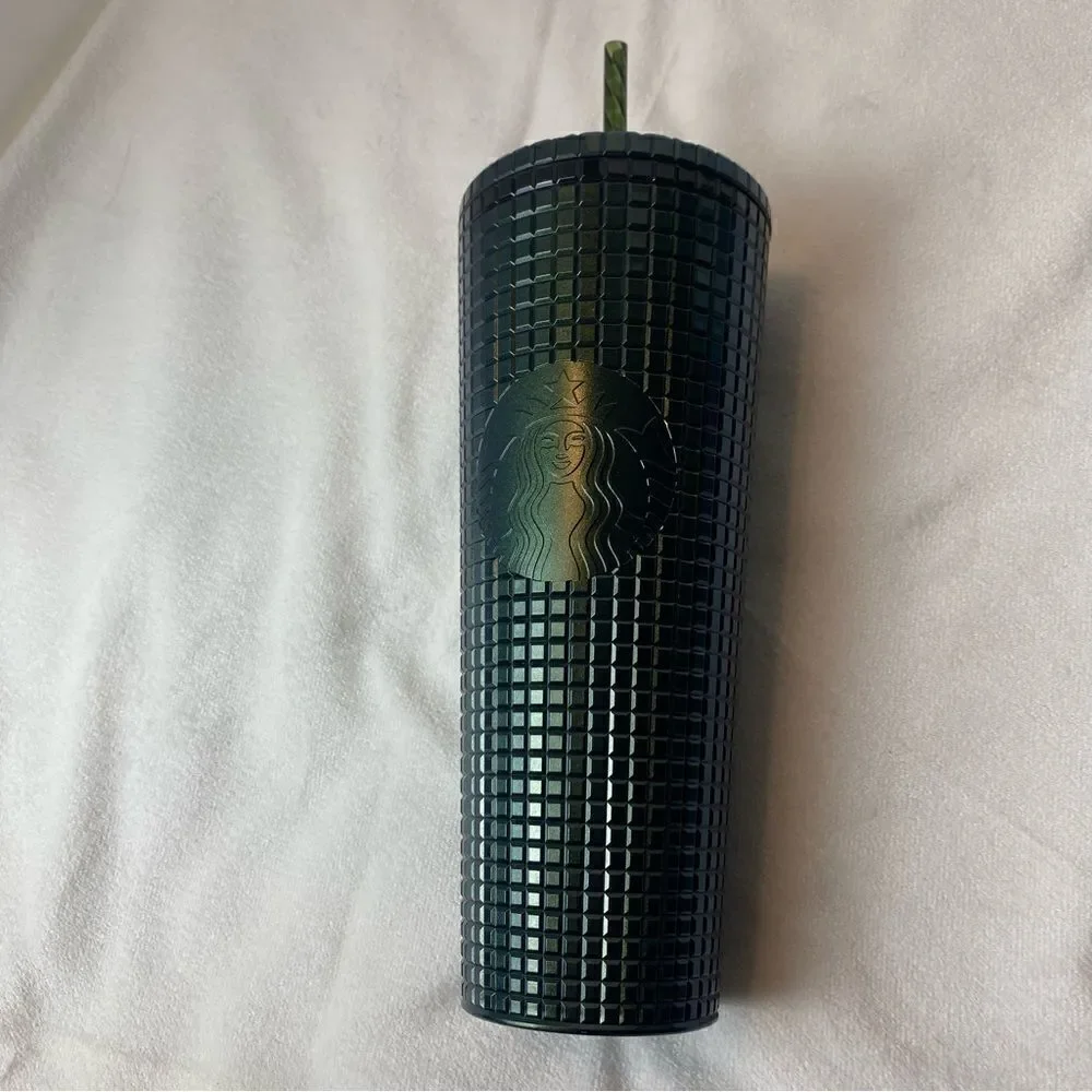 Starbucks Green Metallic Grid Holiday 2021 New W/Tags Tumbler